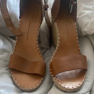 Dolce Vita Tan Leather Espadrille Wedges